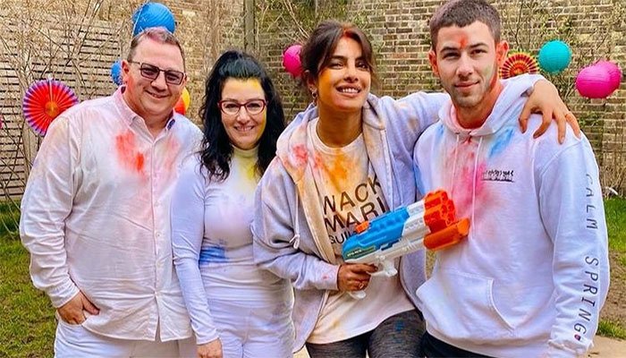 Nick Jonas and Priyanka Chopra Celebrate Holi at Home in London